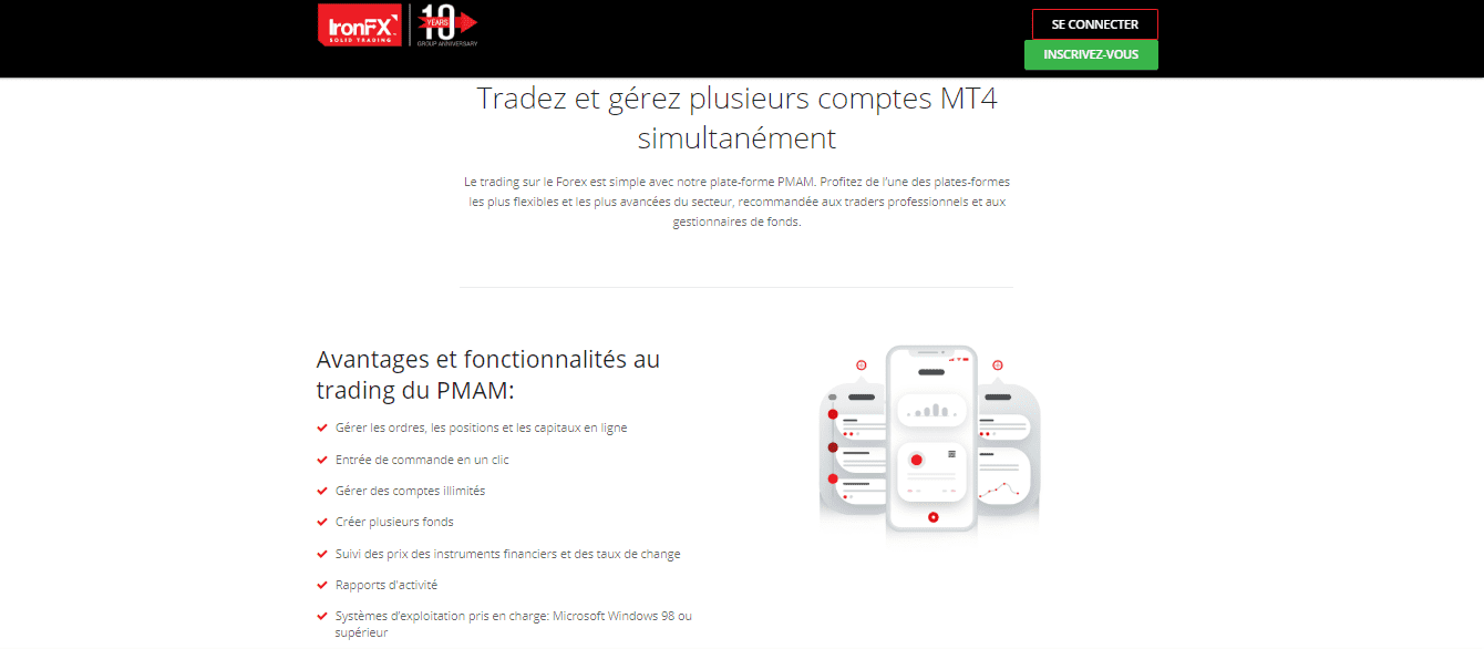 Compte PMAM de IronFX